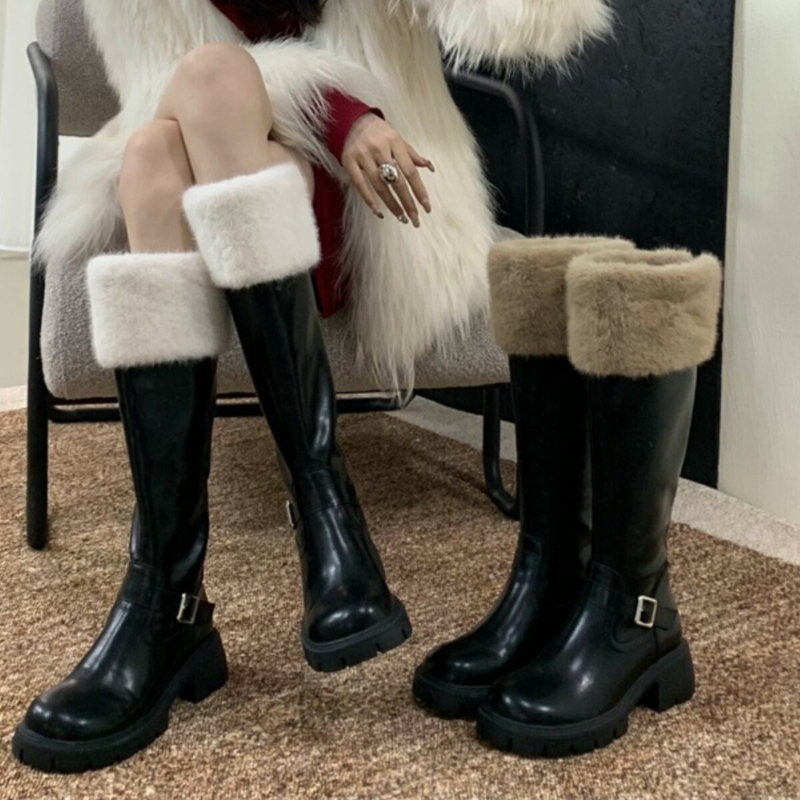 Knee High Boots Women - Women Knee High Boots Faux Fur