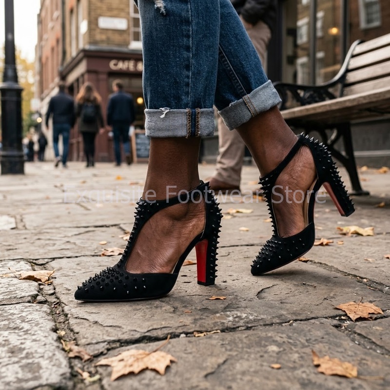 Black Suede Spiky Heels Women  - Court Heel Pointed review and price