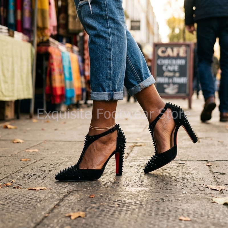 Black Suede Spiky Heels Women  - Court Heel Pointed review and price
