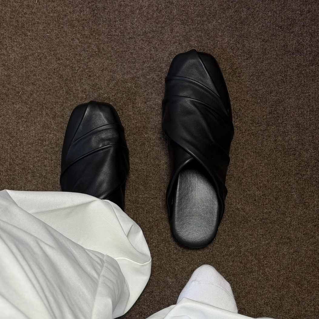 Black Vintage Leather Shoes Si - Mule Slip On review and price