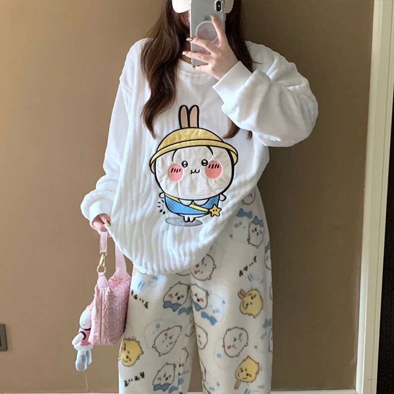 Cartoon Usagi Fleece Pajama Se - Women Shoes Xxl review and price