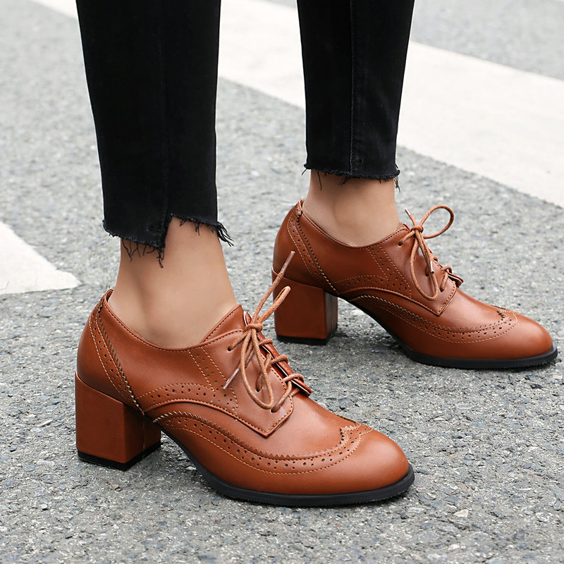 Plus Size 36-48 Brown Black Co - Oxford Lace Up Women review and price