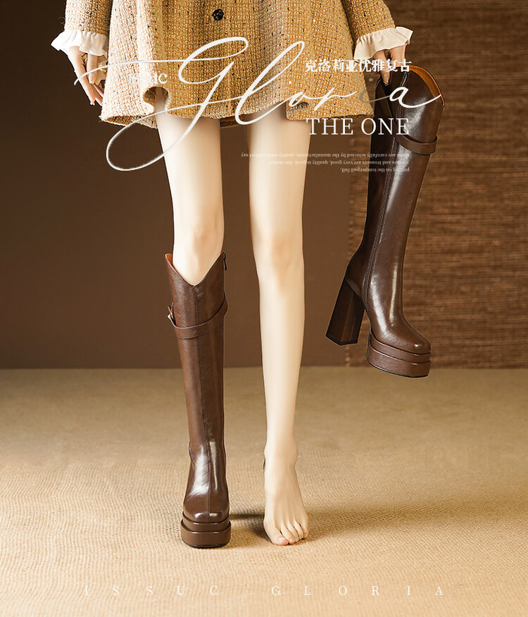 Autumn and Winter Soft Leather - Knee High Boots Women review and price