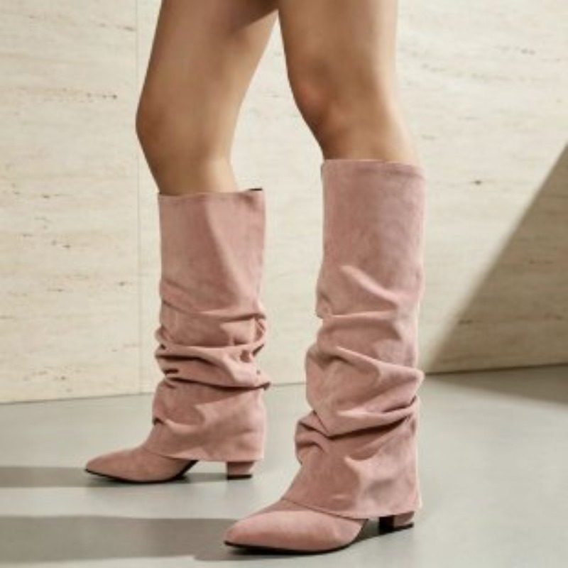 Fashion Retro Pointed Toe Plea - Knee High Boots Women review and price